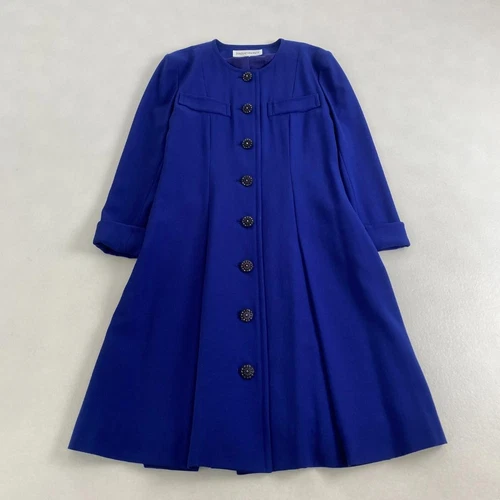 SAINT LAURENT (YSL) Abito lungo Yves Saint Laurent lana retrò bottoni raro colore blu