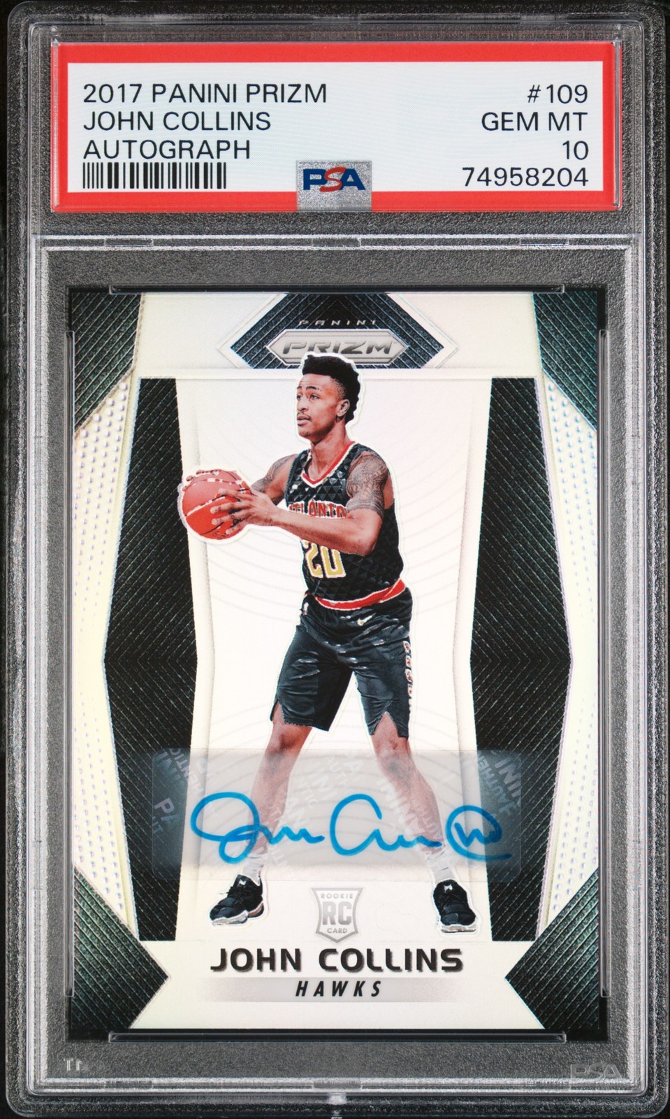 2017 PANINI PRIZM AUTO #109 JOHN COLLINS ROOKIE RC PSA 10