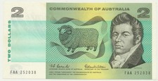 Australia: 1966 $2 Coombs-Wilson FAA First Prefix vUNC Cat $1,750 aU $2,400 UNC