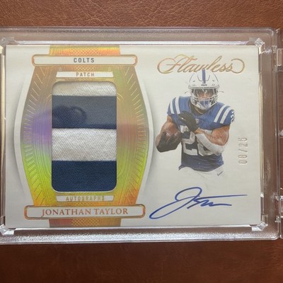 Jonathan Taylor 8/25 - 2024 Panini Flawless 2 Color Patch on Card Auto Colts