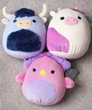 Squishmallows Bundle x3 – Toro Highland Cow, Sweetpea Bird & Kalina Pink Cow