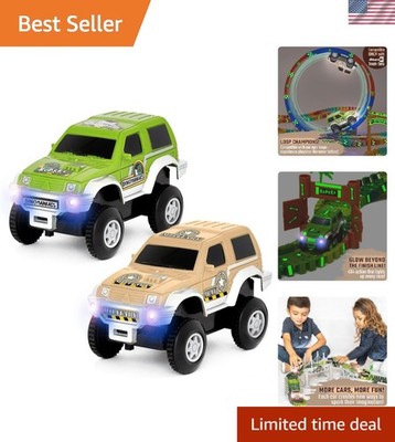Fun Dinosaur Jeep Cars - 2 Pack Light-Up Racing Vehicles for Playtime Joy