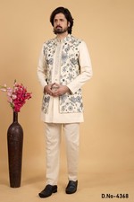Mens Designer Wedding Bollywood Traditional Ethnic Wear Indo Jacket Set India