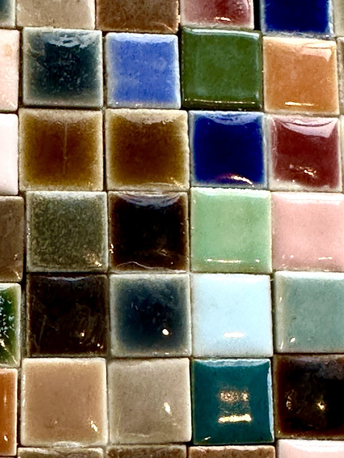 Vintage 1/4” Squares Mosaic Tile Trivet, 6" X 6” MCM Hand Made