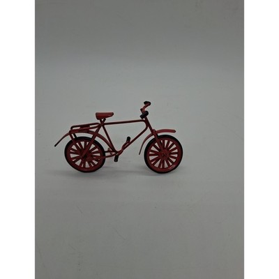 Miniature Red Metal Bicycle Figurine Vintage Style Cruiser Bike Decor 4 Inch