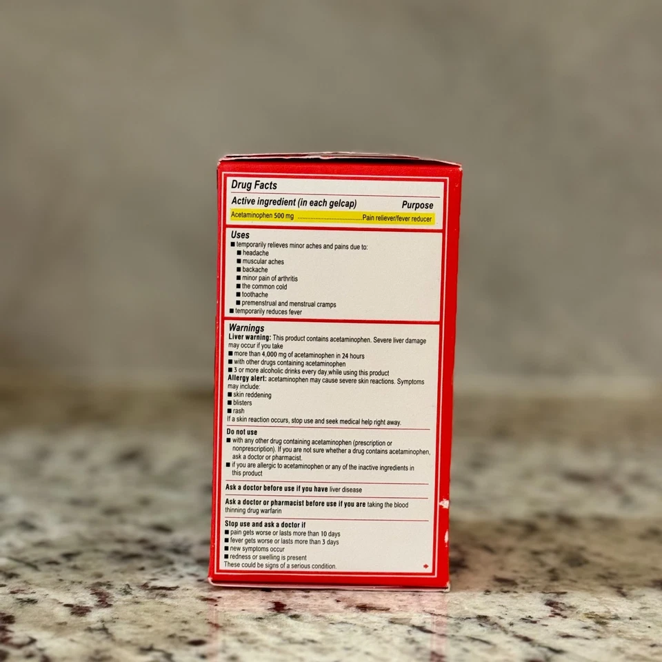 1 caja-Tylenol Extra Strength Acetaminofén Liberación Rápida, 225ct*NUEVO-ENVÍO GRATUITO* Foto 2 de 3