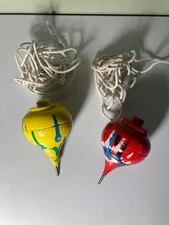 2 trompo de Madera Spinning Wooden Top Red Made In Peru