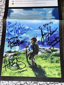 RARE Legend Of Zelda Breathe of the Wild Map Signed by Voice Actors BotW TotK