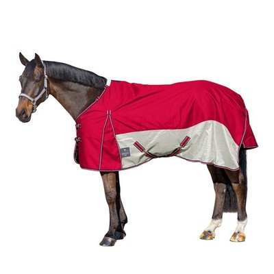 EQuest Sommerdecke Breeze für Pferde, Rot/Grau - M / 135 cm