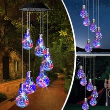 Hanging Colour Changing Solar Powered LED Bulbs Lights Garden Wind Chime UK