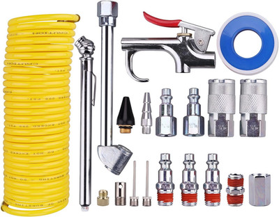 Air Compressor Kit, 1/4 Inch NPT Air Tool Kit with 1/4 Inch X 25Ft Coil Nylon Ho