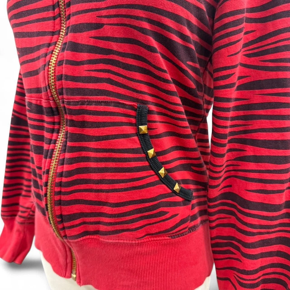 Abbey Dawn Avril Lavigne Cebra Rayas Sudadera con Capucha Orejas y Tachuelas de Gato XL Foto 4 de 4