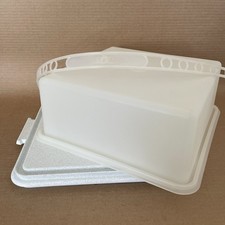 Vintage Tupperware Square Cake Taker Carrier Speckled Tray 1241  Lid Handle