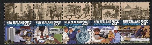 NEW ZEALAND, 1986 POLICE STRIP 5 MNH