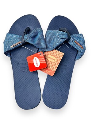 Havaianas You St. Tropez Shine Sandals Flip Flops Navy Blue