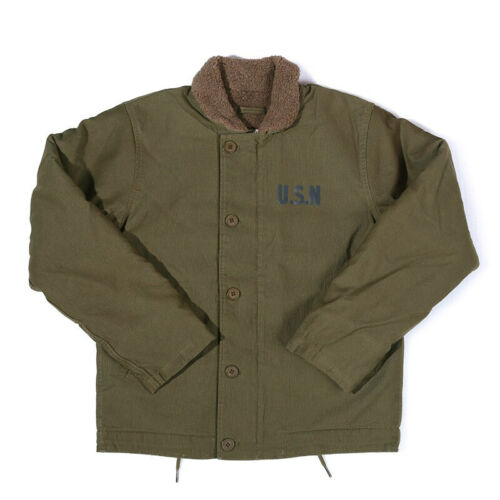 BEBETA Navy N-1 Deck Jacket Men's Winter Warm Lamb Fleece Cotton Coat Outdoor - Picture 10 of 27