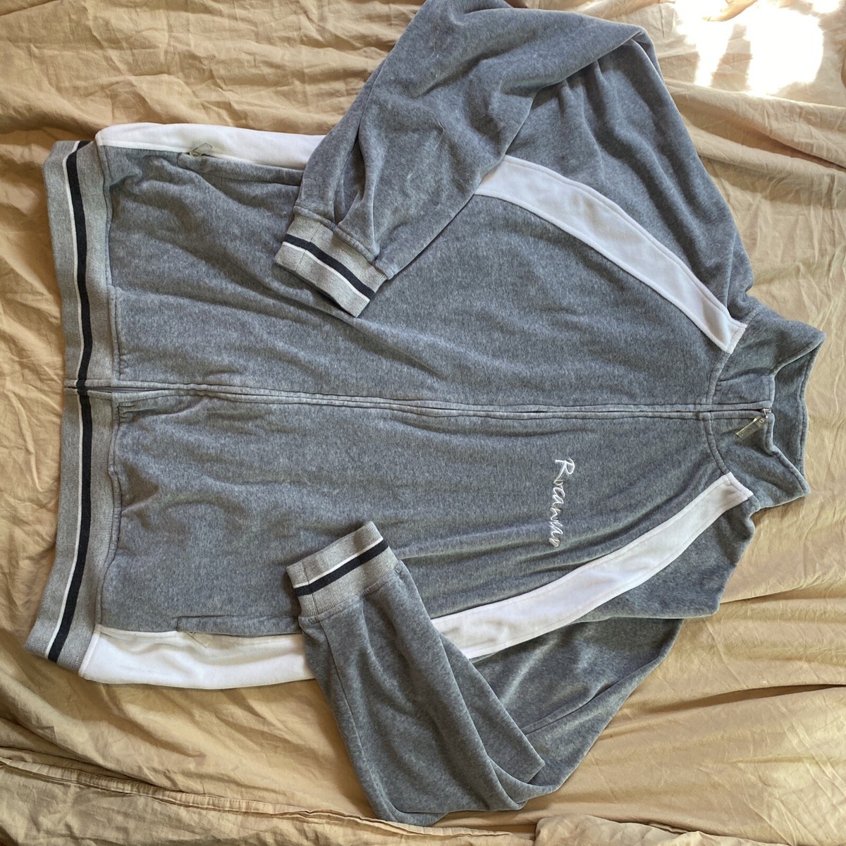 Mens Rocawear xxl velour tracksuit jacket gray urban hip-hop