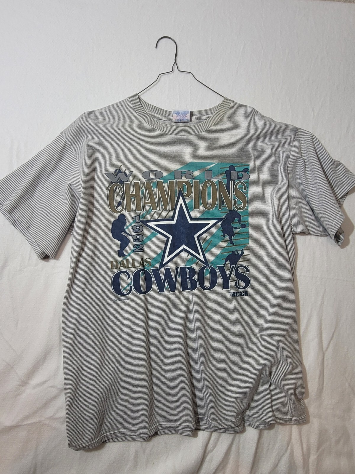 Vintage Dallas Cowboys 1992 World Champions Trench NFL Single Stitch T-shirt XL