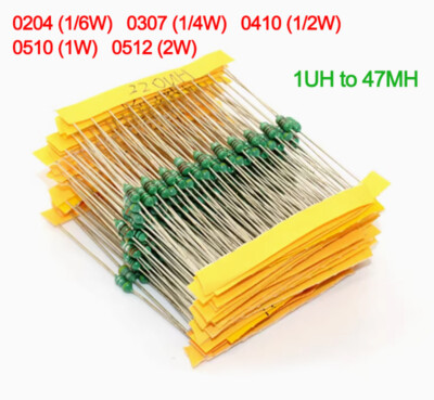 Induktivität / Spule / Choke 1/6W,1/4W,1/2W,1W,2W Farbrad / Farbringinduktivität