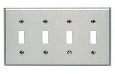 (1 pc) NEW Toggle Switch 4-Gang Brushed Finish Stainless Steel Wall Plate Cover