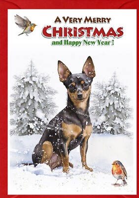 Miniatur Pinscher Hund A6 (4''x 6'') Weihnachtskarte (innen leer) von Starprint