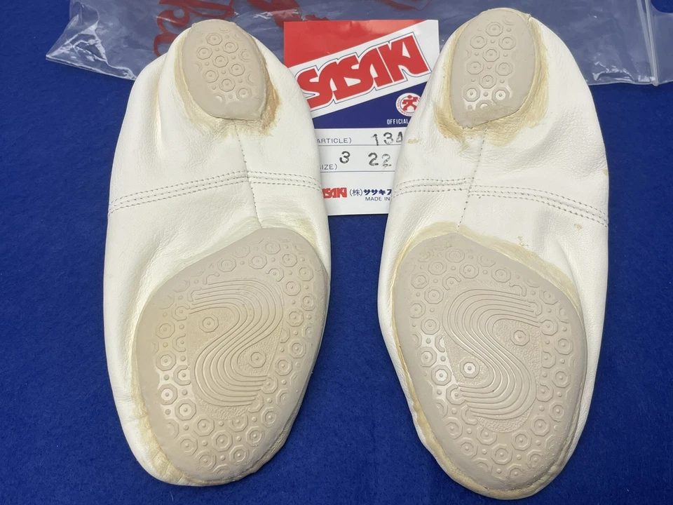 VINTAGE 1980s SASAKI GYMNASTIC SHOES WOMAN SIZE 3 ARTICLE 134 WHITE LEATHER NEW - Image 3 of 4