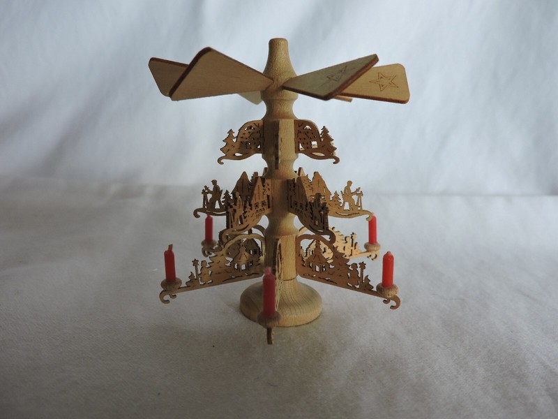 Miniature Wooden Three Level Pyramid with Six Arms