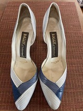 Vintage Bally Blue And White Perforated Heels