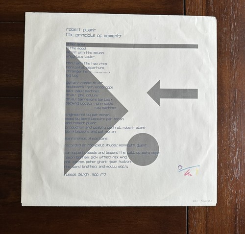 The Principle of Moments by Robert Plant (LP) features "In the Mood" & "Big Log" - Picture 3 of 9