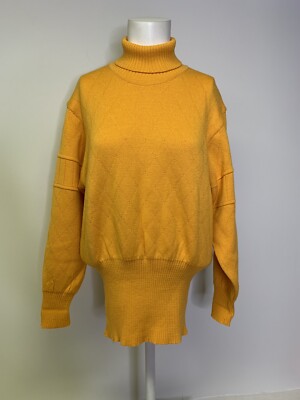 Bogner Turtleneck Sweater Knit Pullover Wool Blend Orange Vintage Size Medium