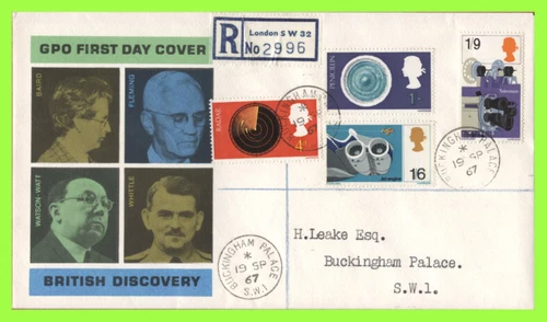 G.B. 1967 British Discovery set on GPO reg. First Day Cover, Buckingham Palace