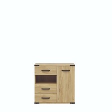 Credenza moderna con cassetti e anta soft close, maniglia in metallo, Lara