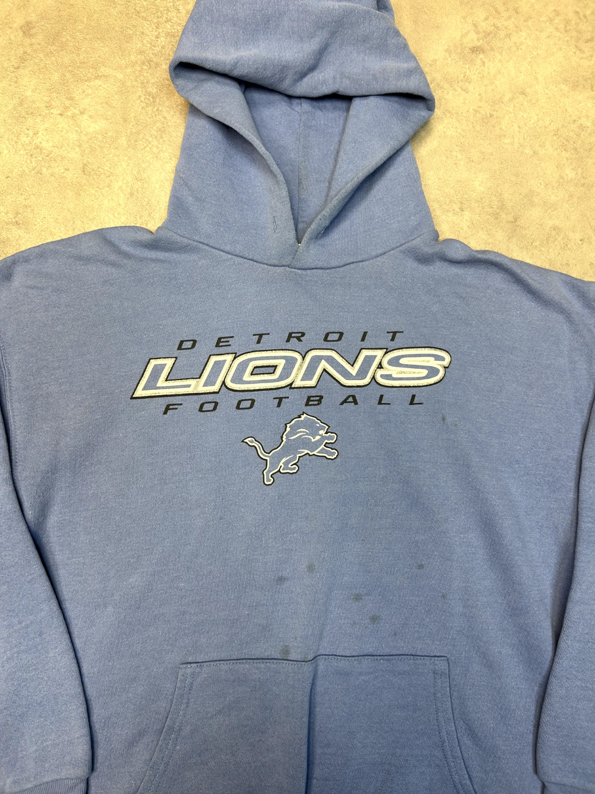 NFL Hoodie Mens Y2K Detroit Lions Pull Over Sweatshirt, Blue, XL image 4