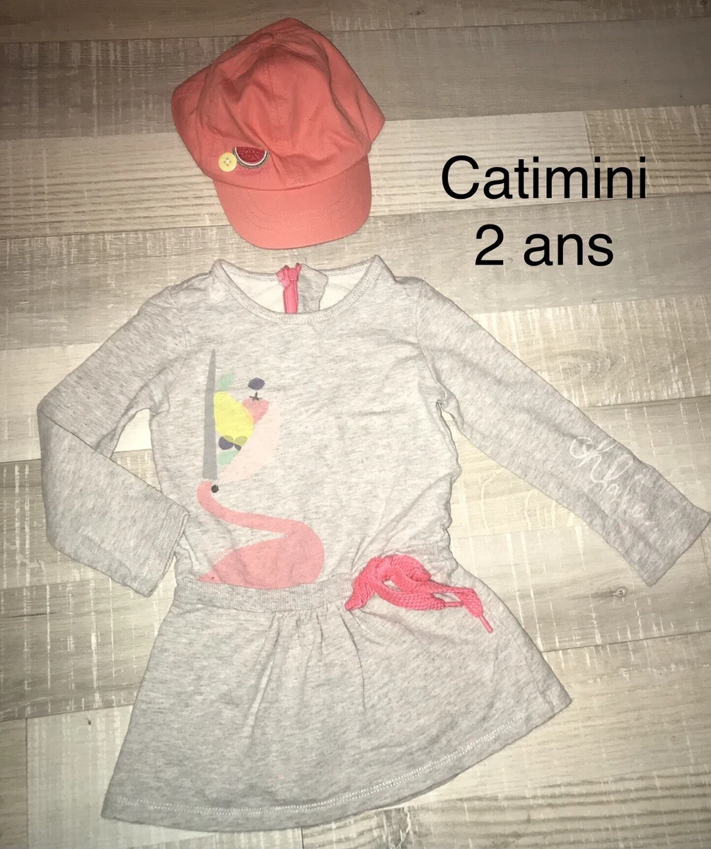 CATIMINI 2 ans Fille ROBE Grise Coll t Citron Casquette eBay