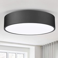 Round Black Industrial LED Flush Mount Ceiling Light Fixtures 11.8 inch 2-Light