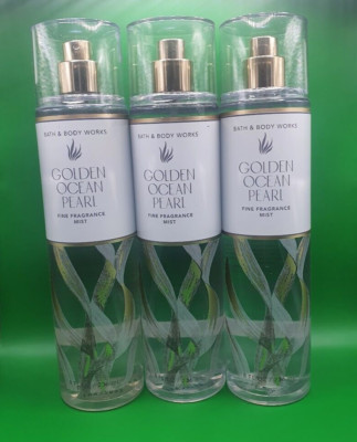 BATH AND BODY WORKS GOLDEN OCEAN PEARL BODY MIST 8 FL OZ EACH (3)