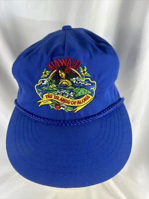 Hawaii The Islands Of Aloha Ball Cap Blue Embroidered Adult Adjustable Snap Back - Image 1 of 4