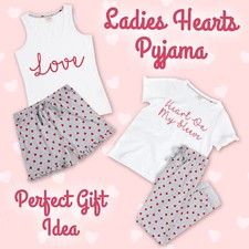Valentines Gift for Her Womens Ladies Pyjamas Pajamas PJs Set Shorts Pants Vest 