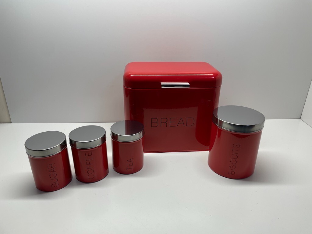 Argos Home 5 Piece Kitchen Storage Set Coffee Sugar Tea Red 3892 eBay