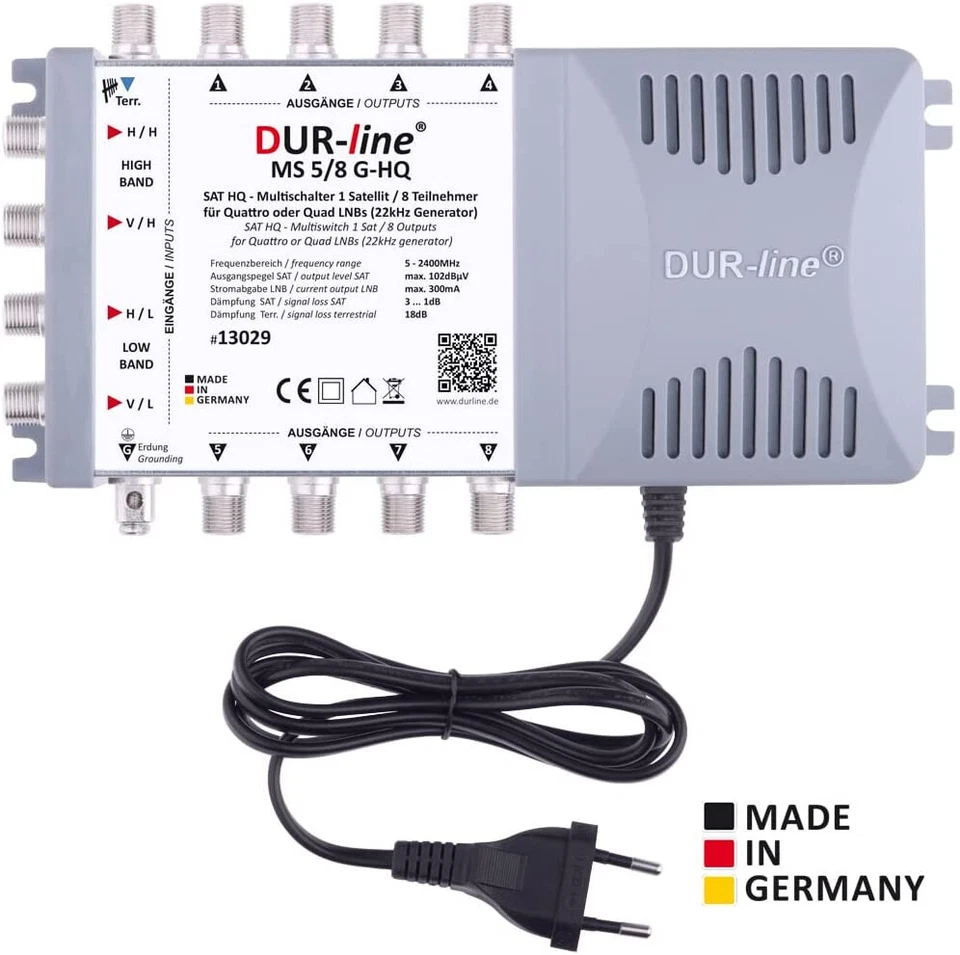 DUR-line MS 5/8 G-HQ Sat Multischalter 8 Teilnehmer | stromsparendes Netzteil - Bild 2 von 4