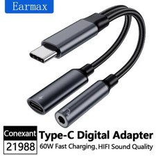 Type-C Mobile Phone Adapter Charging Music Call Two-In-One Digital Converter 60W
