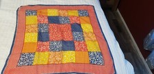 Vintage Square Scarf Block Print Large 25" Hair Scarf Kerchief Neck
