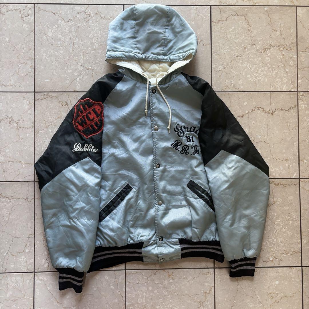 Vintage US Stadium Jacket Hooded Made in USA Old Clothes