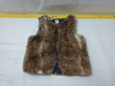 Oshkosh B'Gosh Girls Faux Fur Vest Size 4T Brown Open Front Lined