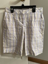 Izod Stretch Shorts Women's Size 4 Golf Plaid Yellow