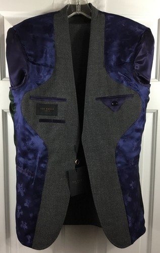 Ted Baker London JAY CT 2-Piece Suit Men’s 36R Gray Trim Fit 100% Wool MSRP $898 - Picture 9 of 19