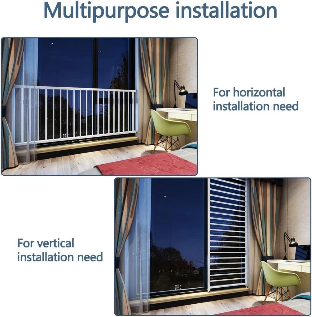 LARGE Baby Metal Window Guards 3Panels for Children & Pets Adjustable up 87”
