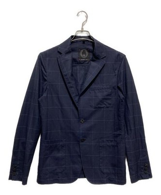 T-JACKET By TONELLO Men's Navy Wool/Cotton Check Jacket S Used