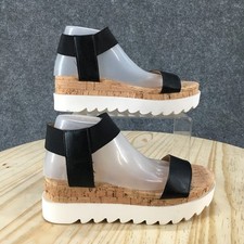 Sun Stone Sandals Womens 5 M Melanyy Ankle Strap Black Open Toe Wedge Heels NEW