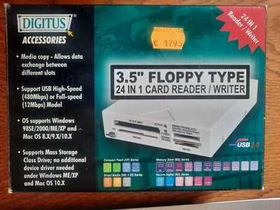 Digitus 3,5'' Floppy Type und 24 in 1 Memory Card Reader Writer USB 2.0 Kabel